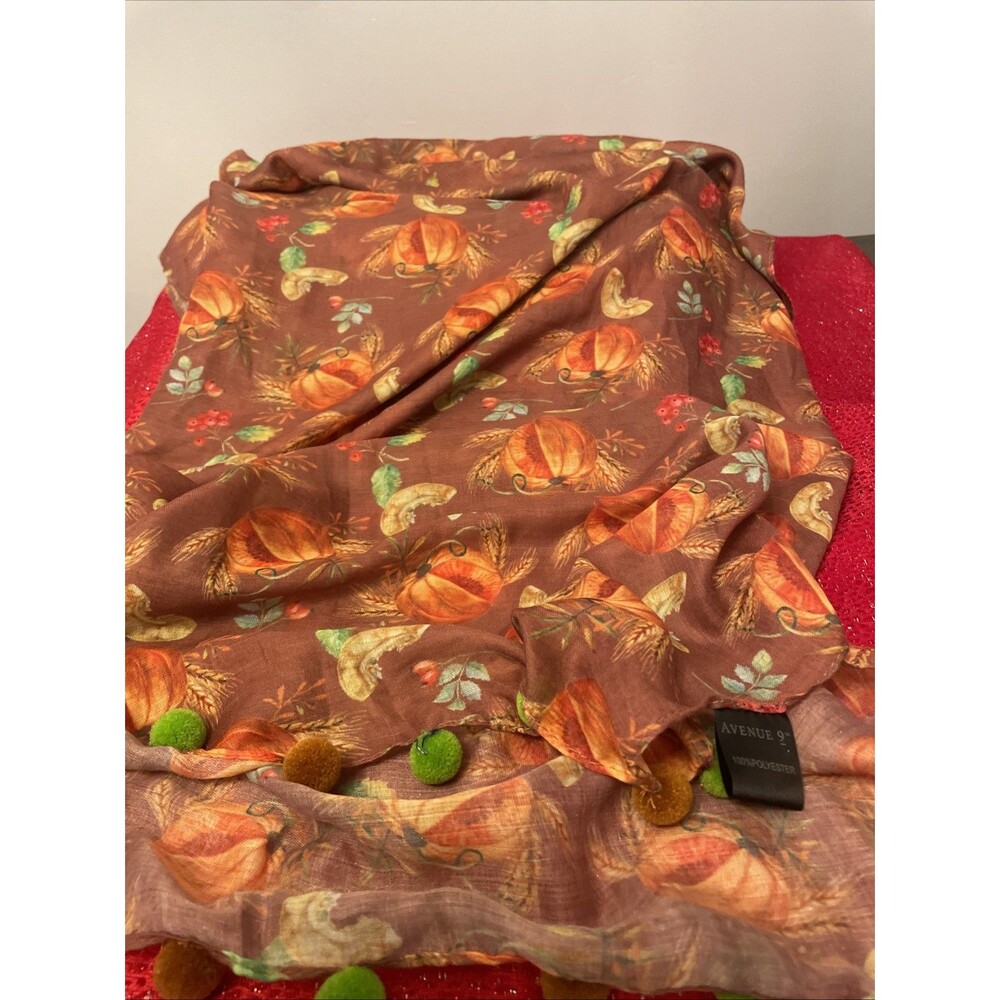 Avenue 9th rectangle Pumpkin Fall scarf 28x68 Trimmed